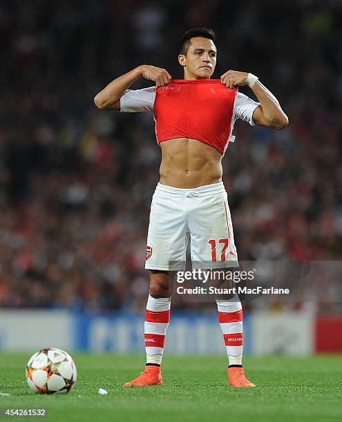 Alexis Sanchez of Arsenal during the UEFA Champions League Qualifier 2nd leg match between Arsenal and Besiktas at Emirates Stadium on August 27,...