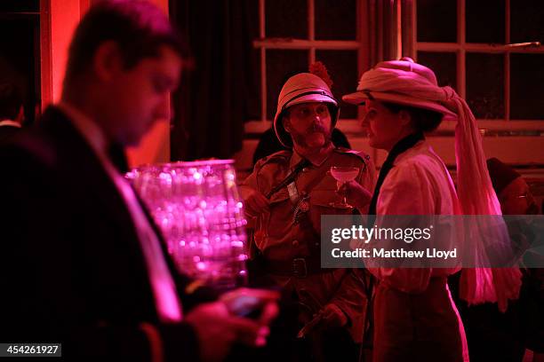 Chaps and Chapettes" enjoy the Fifth Grand Anarcho-Dandyist Ball at the Bloomsbury Ballroom on December 7, 2013 in London, England. The Ball is a...