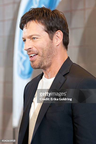 Harry Connick, Jr. Is interviewed by press as he arrives at the Ernest N. Morial Convention Center on August 27, 2014 in New Orleans, Louisiana.