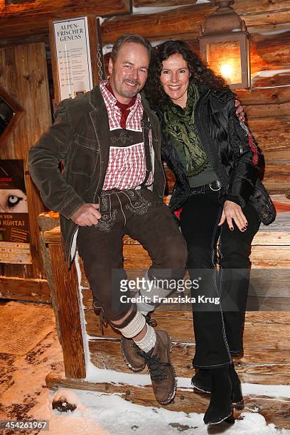 Till Demtroeder and Nikola Freeman attend the Dorfstadl Evening - Tirol Cross Mountain 2013 on December 07, 2013 in Innsbruck, Austria.