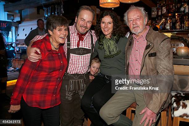 Renate Demtroeder, Till Demtroeder, Nikola Freeman and Klaus Demtroeder attend the Dorfstadl Evening - Tirol Cross Mountain 2013 on December 07, 2013...