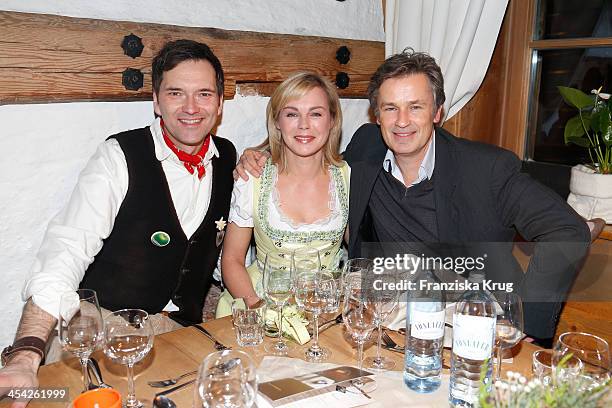 Ingo Nommsen, Saskia Valencia and Timothy Peach attend the Dorfstadl Evening - Tirol Cross Mountain 2013 on December 07, 2013 in Innsbruck, Austria.