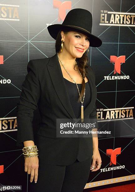 Olga Tanon attends Telemundo press conference for Yo Soy El Artista at the W South Beach at W Hotel on August 27, 2014 in Miami, Florida.