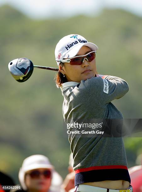 So Yeon Ryu of South Korea, plays a tee shot, during the last day of the Swinging Skirts 2013 World Ladies Masters, at Miramar Golf & Country Club on...