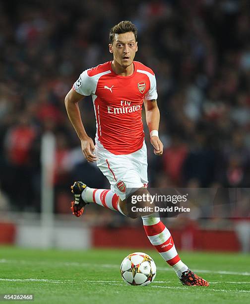 Mesut Oezil of Arsenal during the UEFA Champions League Qualifing match between Arsenal and Besiktas at Emirates Stadium on August 27, 2014 in...