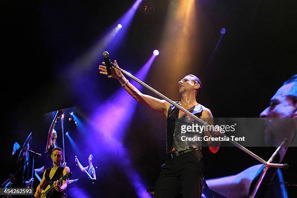 Martin Gore and Dave Gahan of Depeche Mode perform at the Ziggo Dome on December 7, 2013 in Amsterdam, Netherlands.