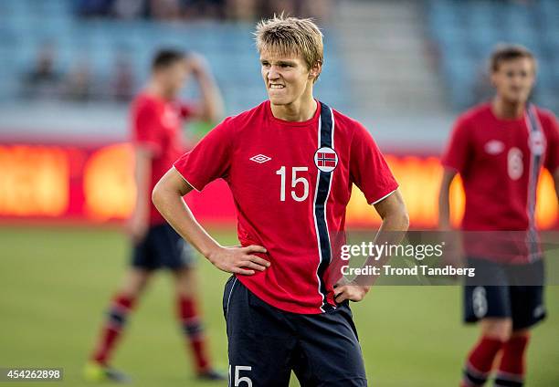 Martin Odegaard of Norway during the International Friendly match between Norway and the United Arab Emirates at Viking Stadion on Aug 27, 2014 in...