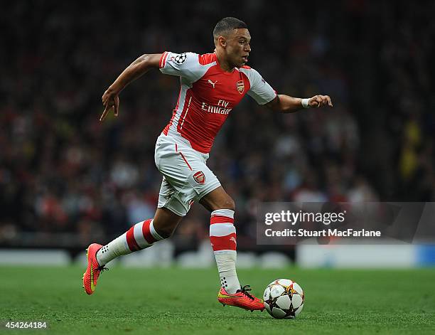 Alex Oxlade-Chamberlain of Arsenal during the UEFA Play Off match between Arsenal and Besiktas at Emirates Stadium on August 27, 2014 in London,...