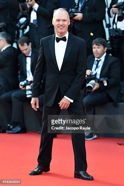 Michael Keaton attends the Opening Ceremony and 'Birdman' premiere during the 71st Venice Film Festival at Palazzo Del Cinema on August 27, 2014 in...