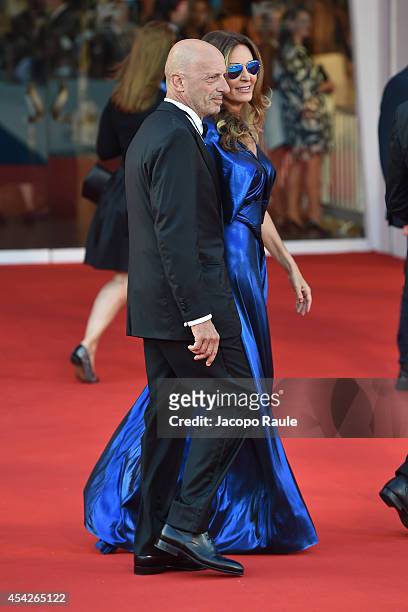 Daniela Santanche; Alessandro Sallusti attend the Opening Ceremony and 'Birdman' premiere during the 71st Venice Film Festival at Palazzo Del Cinema...