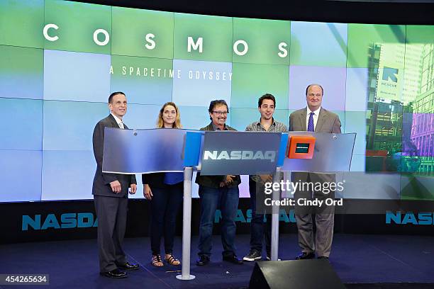 Cosmos: A SpaceTime Odyssey associate producer Joseph J. Micucci and NASDAQ Vice President, David Wicks attend as Cosmos: A SpaceTime Odyssey...