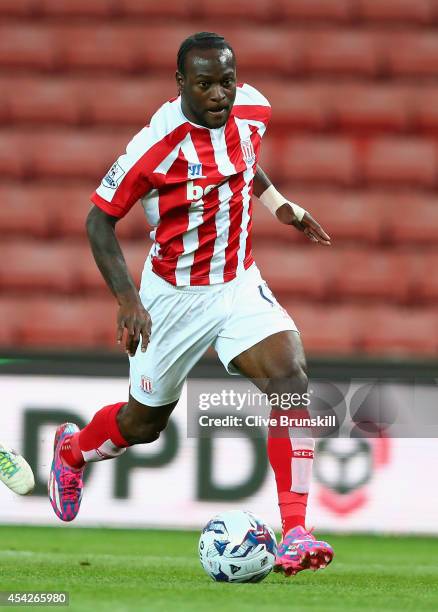 Victor Moses of Stoke City in action during the Capital One Cup Second Round match between Stoke City and Portsmouth at Britannia Stadium on August...