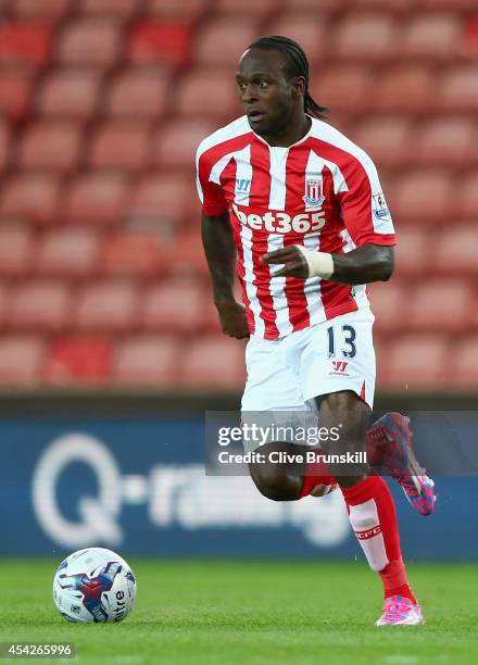 Victor Moses of Stoke City in action during the Capital One Cup Second Round match between Stoke City and Portsmouth at Britannia Stadium on August...