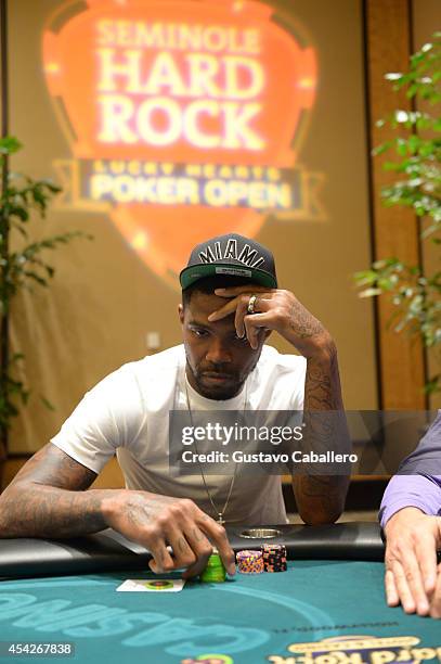 Udonis Haslem attends the Hollywood Charity Series Of Poker Supported By PokerStars To Benefit Habitat For Humanity at Seminole Hard Rock Hotel &...