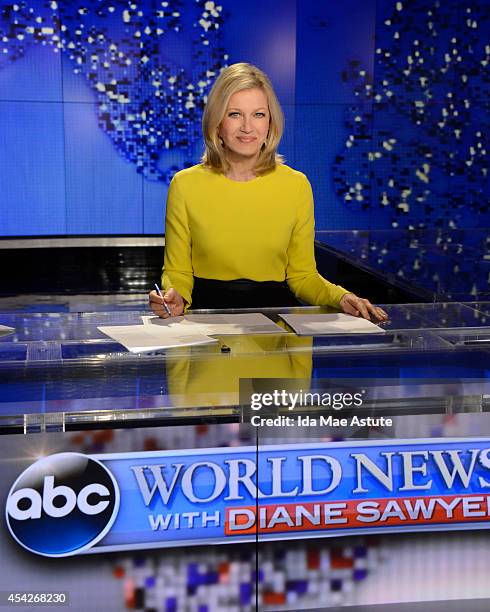 Walt Disney Television via Getty Images NEWS - Diane Sawyer signs off on her last broadcast as anchor of WORLD NEWS, 8/27/14.