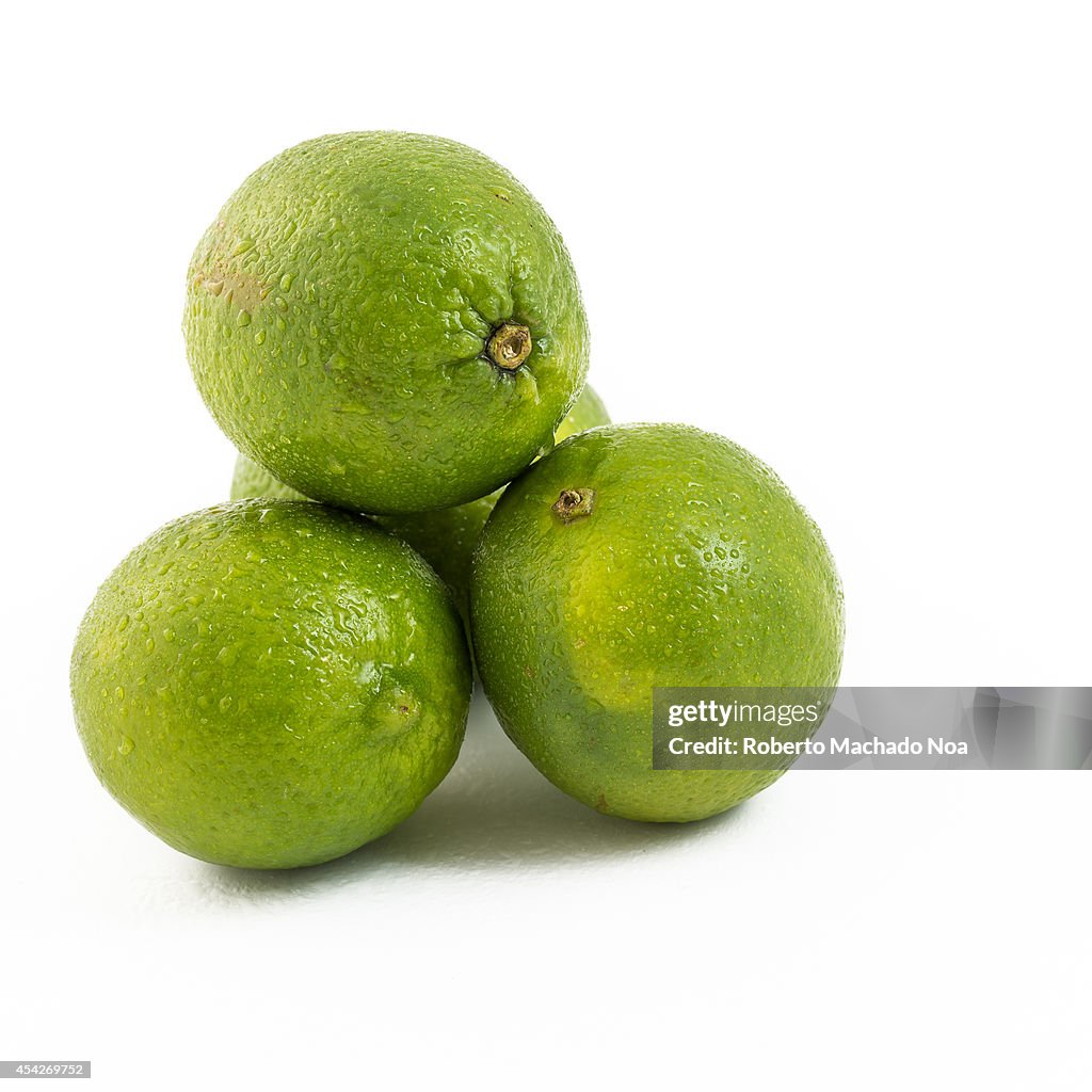 Pile of green limes...