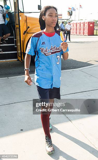 Pitcher Mo'ne Davis of Philadelphia Little League Baseball team Taney Dragons attends a parade celebrating the team's championship on August 27, 2014...