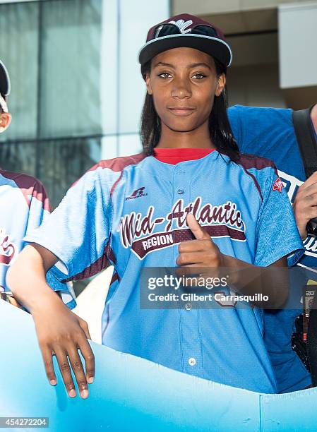 Pitcher Mo'ne Davis of Philadelphia Little League Baseball team Taney Dragons attends a parade celebrating the team's championship on August 27, 2014...