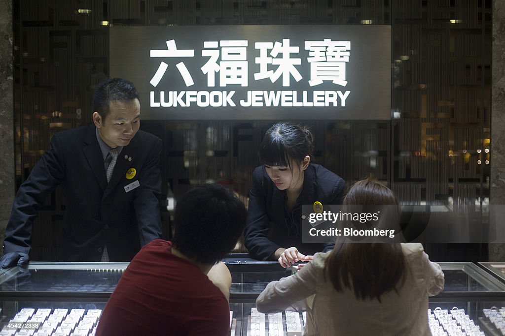 Shopping Inside A Luk Fook Holdings Ltd. Jewelry Store Ahead Of GDP Numbers