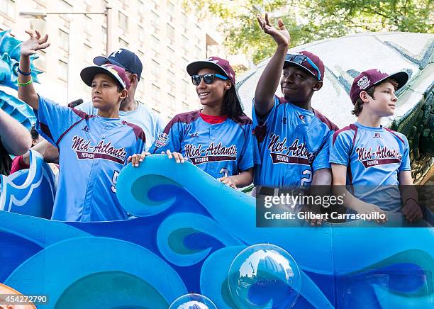 Pitcher Mo'ne Davis of Philadelphia Little League baseball team Taney Dragons attends a parade celebrating the team's championship on August 27, 2014...