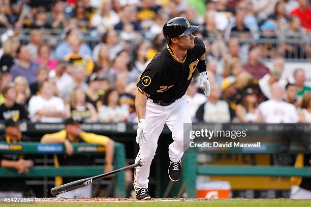 Jayson Nix of the Pittsburgh Pirates bats against the San Diego Padres during the second inning of their game on August 9, 2014 at PNC Park in...