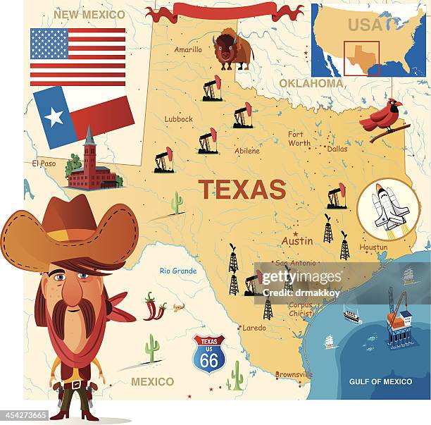 cartoon karte von texas - san angelo texas stock-grafiken, -clipart, -cartoons und -symbole