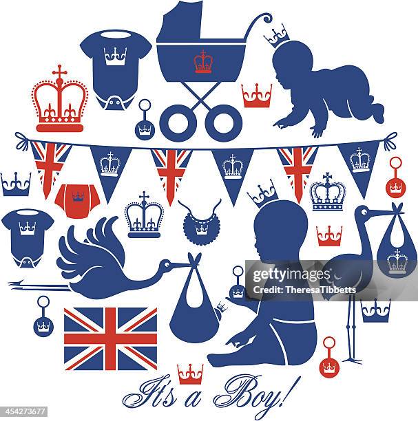 royal baby icon set - uk flag icon stock illustrations