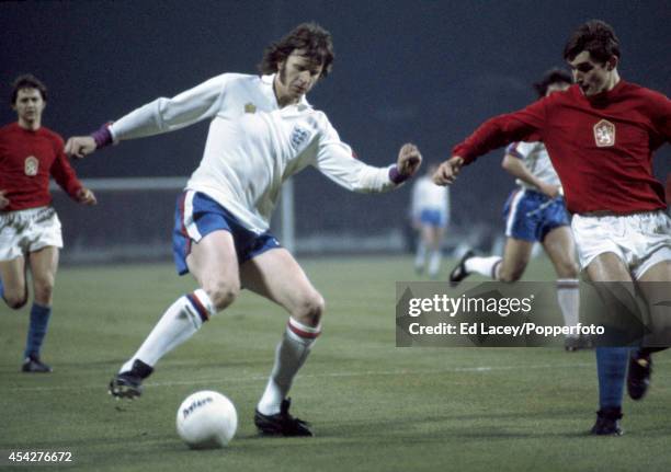 Mick Channon of England in action against Czechoslovakia during their European Championship Qualifying match at Wembley Stadium in London on 30th...