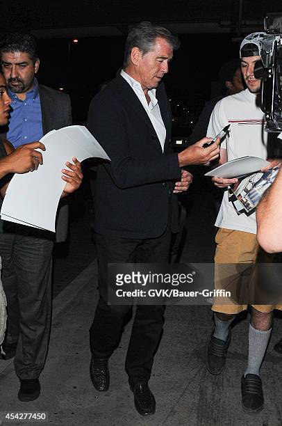 Pierce Brosnan is seen at LAX on August 27, 2014 in Los Angeles, California.