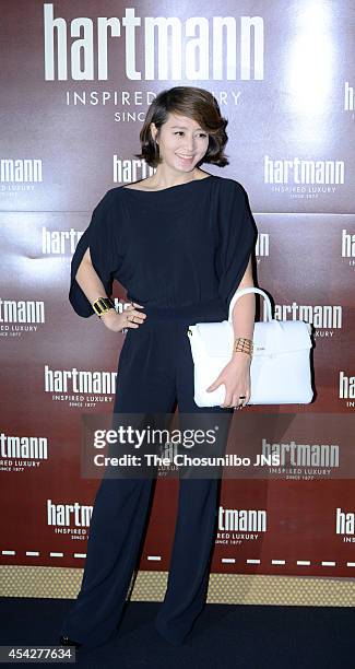 Kim Hye-Soo poses for photographs during the Hartmann flagship store opening event at Cheongdam-dong on August 27, 2014 in Seoul, South Korea.