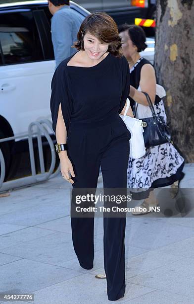 Kim Hye-Soo poses for photographs during the Hartmann flagship store opening event at Cheongdam-dong on August 27, 2014 in Seoul, South Korea.