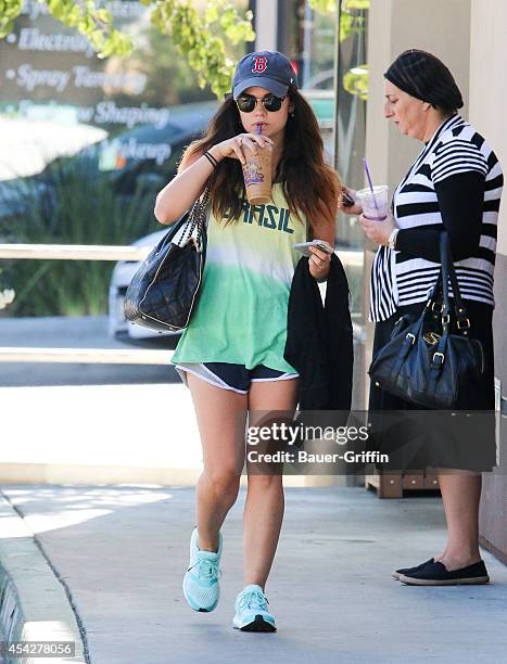 Lucy Hale is seen on August 27, 2014 in Los Angeles, California.