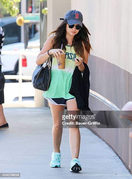 Lucy Hale is seen on August 27, 2014 in Los Angeles, California.