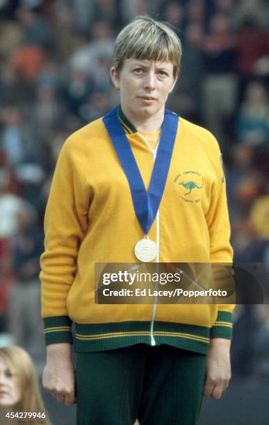 Pam Kilborn of Australia, winner of the 100 metres hurdles during the British Commonwealth Games at the Meadowbank Stadium in Edinburgh, circa July...