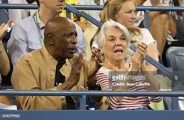 Lou Gossett Jr and Tyne Daly attend Day 3 of the 2014 US Open at USTA Billie Jean King National Tennis Center on August 27, 2014 in the Flushing...