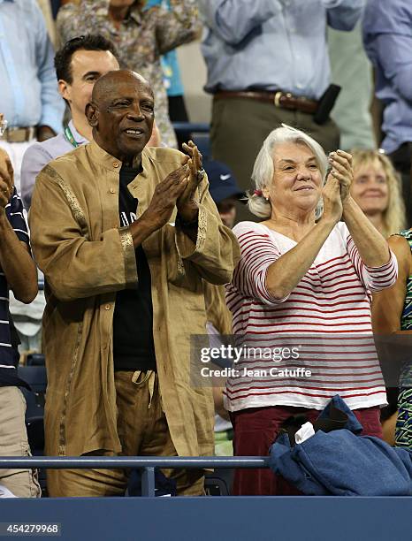 Lou Gossett Jr and Tyne Daly attend Day 3 of the 2014 US Open at USTA Billie Jean King National Tennis Center on August 27, 2014 in the Flushing...