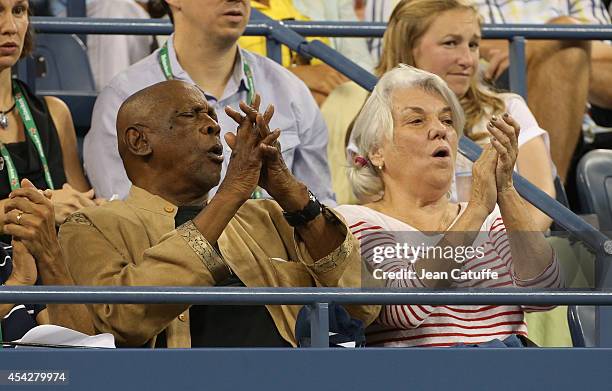 Lou Gossett Jr and Tyne Daly attend Day 3 of the 2014 US Open at USTA Billie Jean King National Tennis Center on August 27, 2014 in the Flushing...