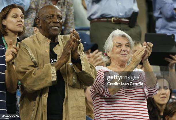Lou Gossett Jr and Tyne Daly attend Day 3 of the 2014 US Open at USTA Billie Jean King National Tennis Center on August 27, 2014 in the Flushing...