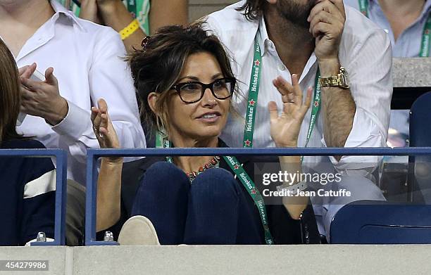 Gina Gershon attends Day 3 of the 2014 US Open at USTA Billie Jean King National Tennis Center on August 27, 2014 in the Flushing neighborhood of the...