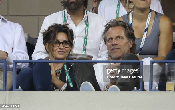 Gina Gershon attends Day 3 of the 2014 US Open at USTA Billie Jean King National Tennis Center on August 27, 2014 in the Flushing neighborhood of the...