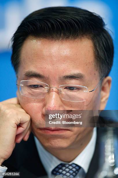 Wang Dongjin, president of PetroChina Co., attends a news conference in Hong Kong, China, on Thursday, Aug. 28, 2014. PetroChina, the nations biggest...