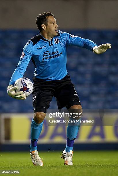 Millwall goalkeeper David Forde in action during the Capital One Cup Second Round match between Millwall and Southampton at The Den on August 26,...