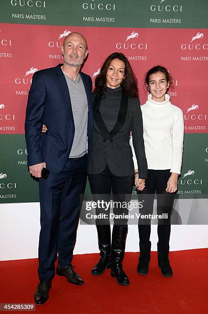 Franck Leboeuf, Betty Leboeuf and their daughter attend day 4 of the Gucci Paris Masters 2013 at Paris Nord Villepinte on December 8, 2013 in Paris,...