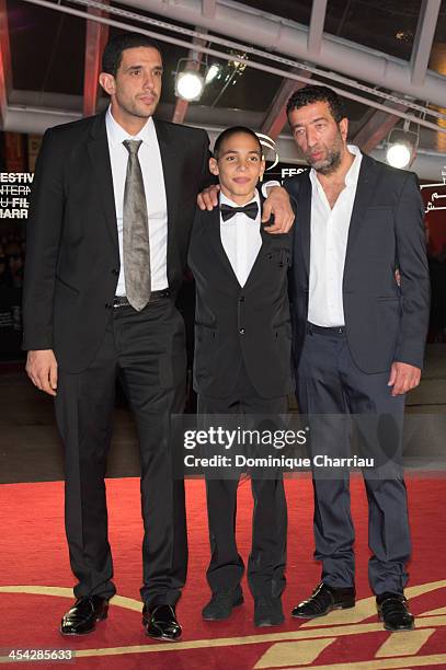 Hicham Ayouche, Slimane Dazi and Didier Michon attend the Award Ceremony of the 13th Marrakech International Film Festival on December 7, 2013 in...