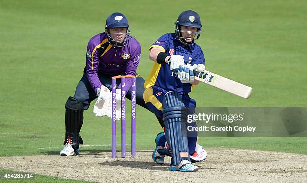 Mark Stoneman of Durham bats during the Royal London One-Day Cup 2014 Quarter Final between Yorkshire and Durham at Headingley on August 28, 2014 in...