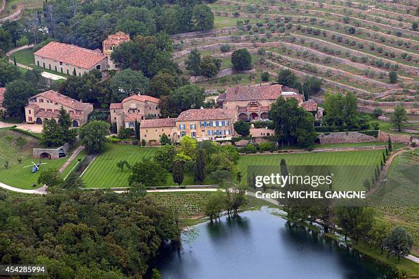 An aerial view taken on May 31, 2008 in Le Val, southeastern France, shows the Chateau Miraval, a vineyard estate owned by US businessman Tom Bove....