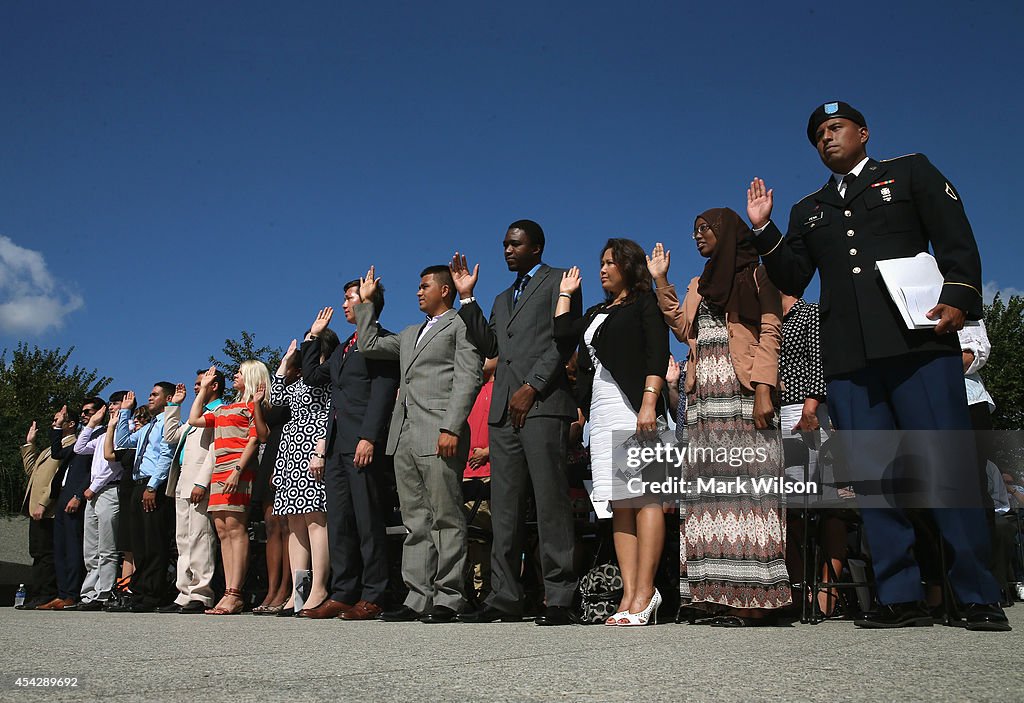 Naturalization Ceremony Held At Dr. Martin Luther King Jr. Memorial