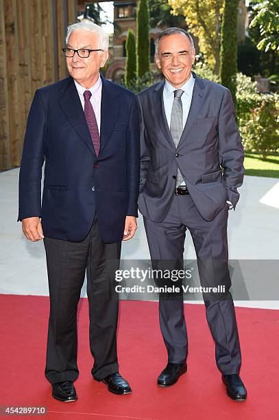 President of the Festival Paolo Baratta and director of the Venice Film Festival Alberto Barbera attend 'La Vita Oscena' Premiere during the 71st...