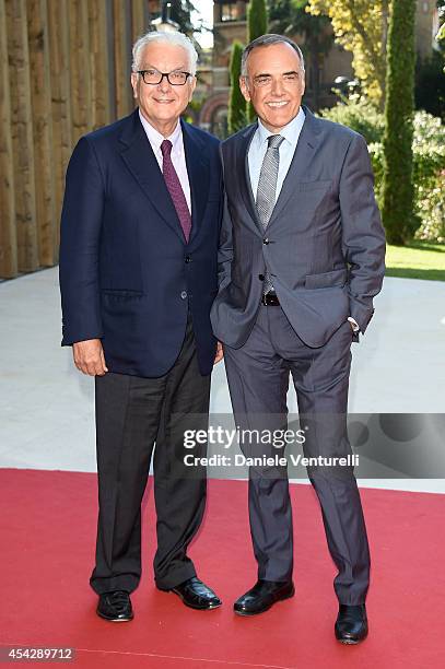 President of the Festival Paolo Baratta and director of the Venice Film Festival Alberto Barbera attend 'La Vita Oscena' Premiere during the 71st...