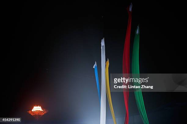Chinese dancers perform during the Closing Ceremony of Nanjing 2014 Summer Youth Olympic Games at the Nanjing Olympic Sports Centre on August 28,...